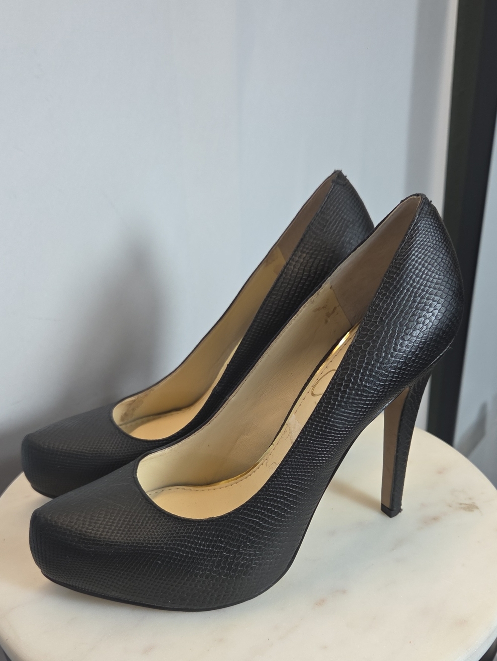 Jessica Simpson Black Textured Platform Stiletto Pumps Size 8